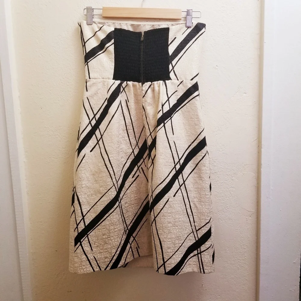 Anthro Champagne Gold Dress Black Cocktail Dress 8 - Picture 5 of 7